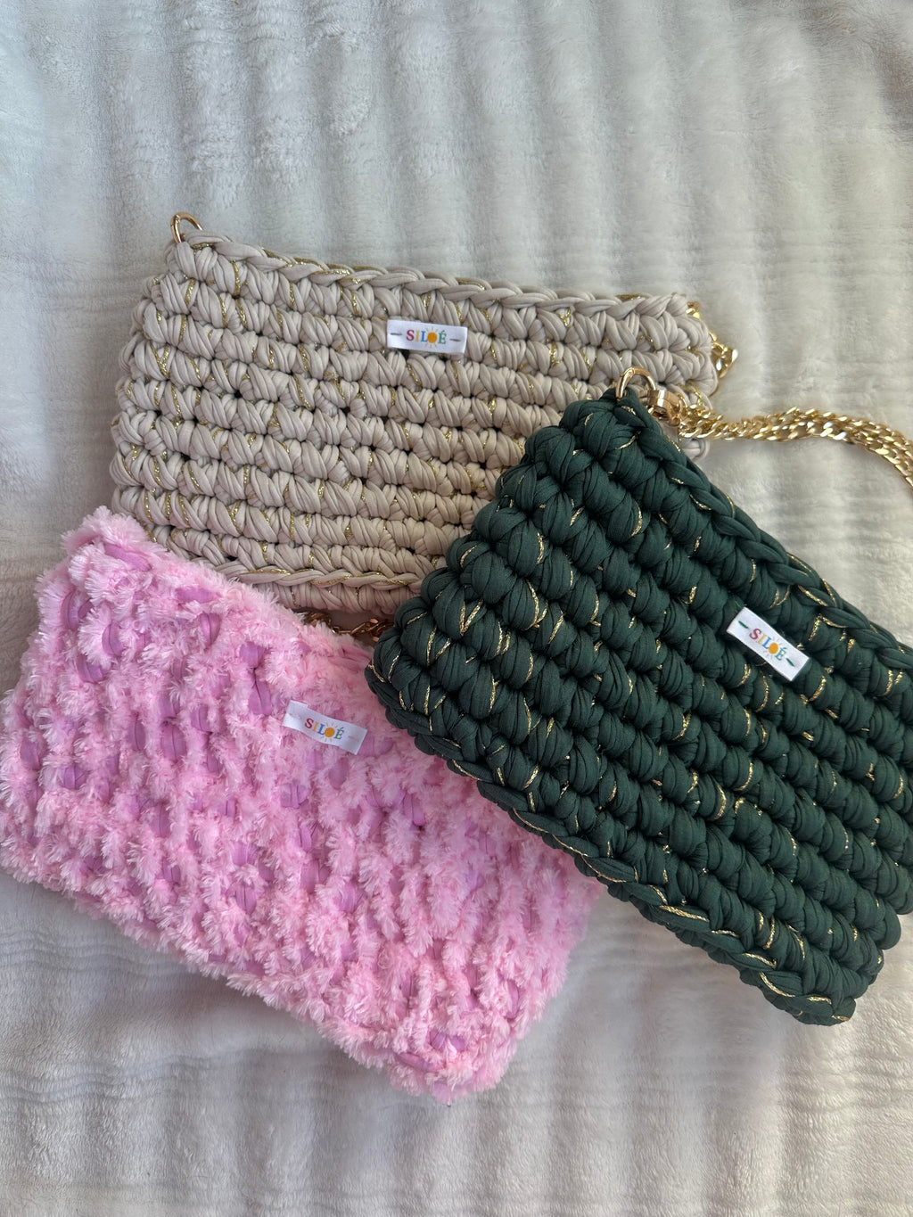 Pochette Oka vert sapin et doré