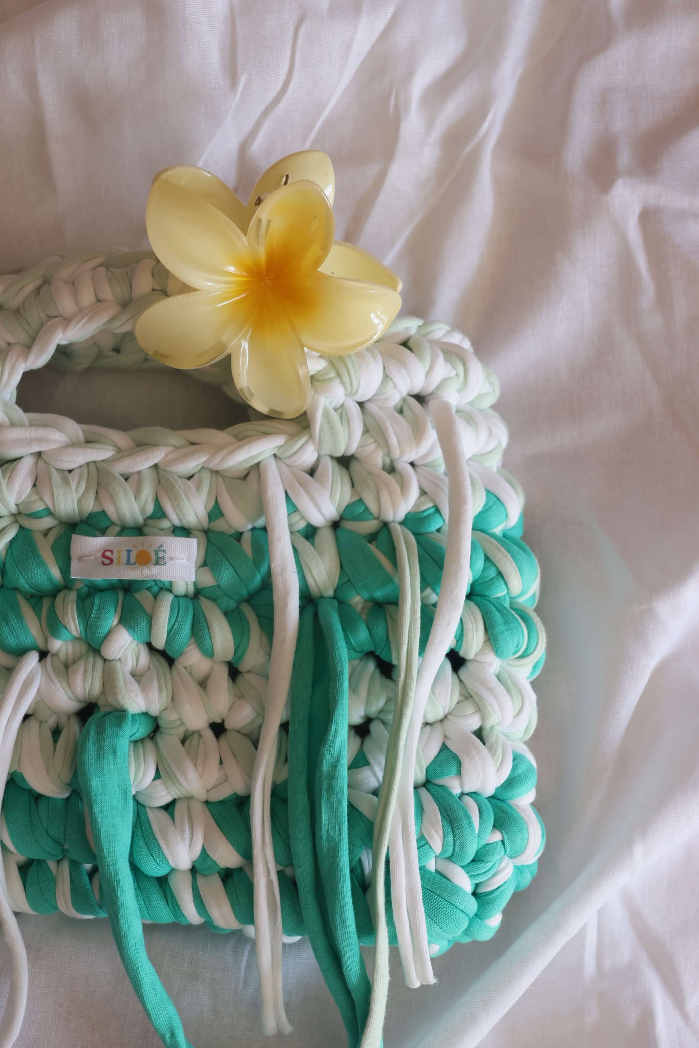 Gaïa vert et blanc à franges