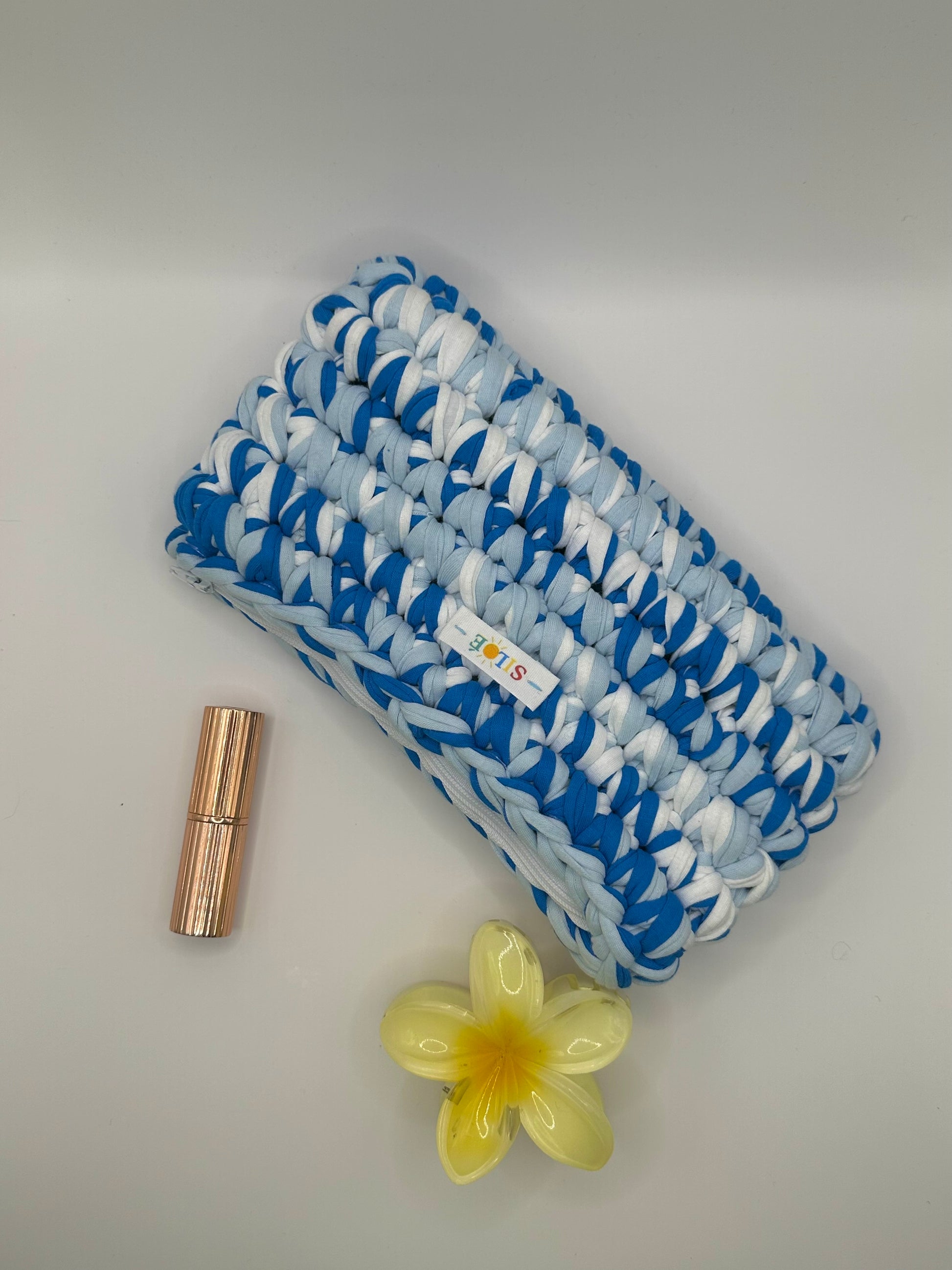 Trousse Anna bleu et blanche